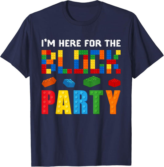 I'm Here For The Block Building Party Funny Birthday Boy T-Shirt - T-Shirt | Navy