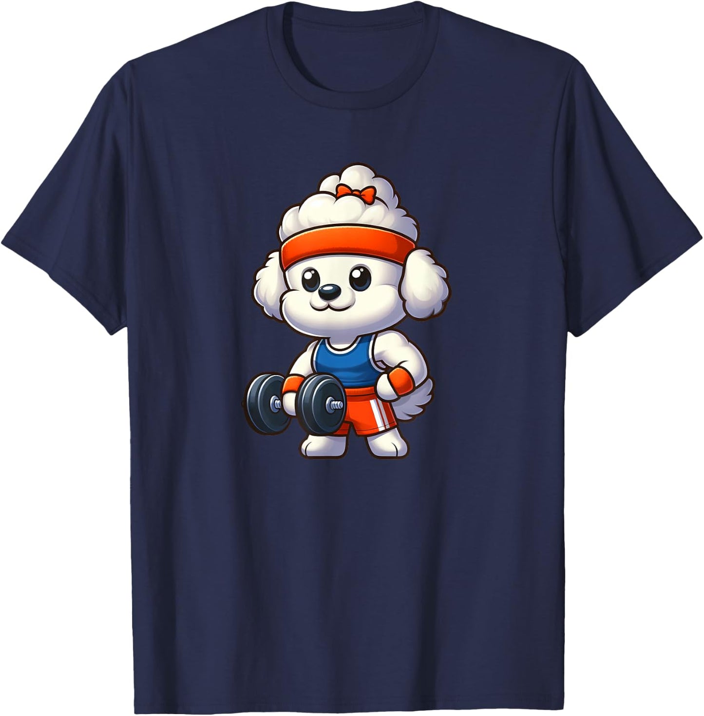 Bichon Frise Workout Dog Funny Weightlifting T-Shirt - T-Shirt | Navy