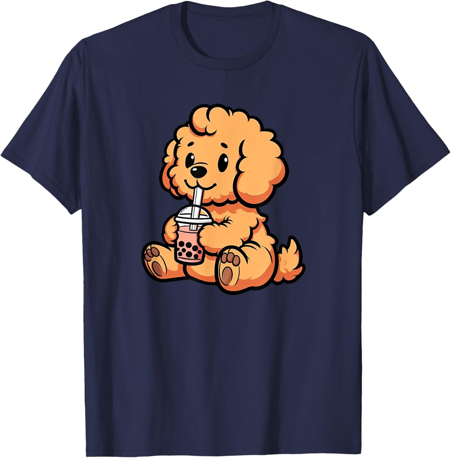 Goldendoodle Bubble Tea Dog Funny Boba T-Shirt - T-Shirt | Navy