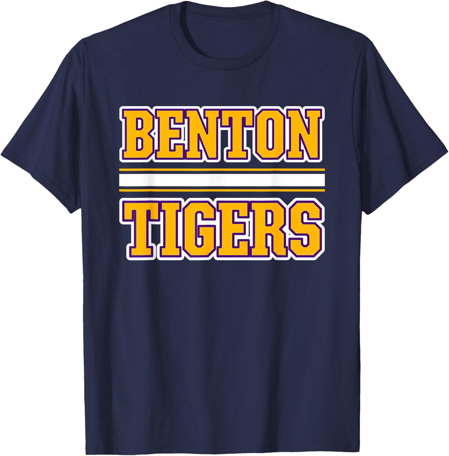 Benton Tigers Horizontal Stripes T-Shirt - T-Shirt | Navy