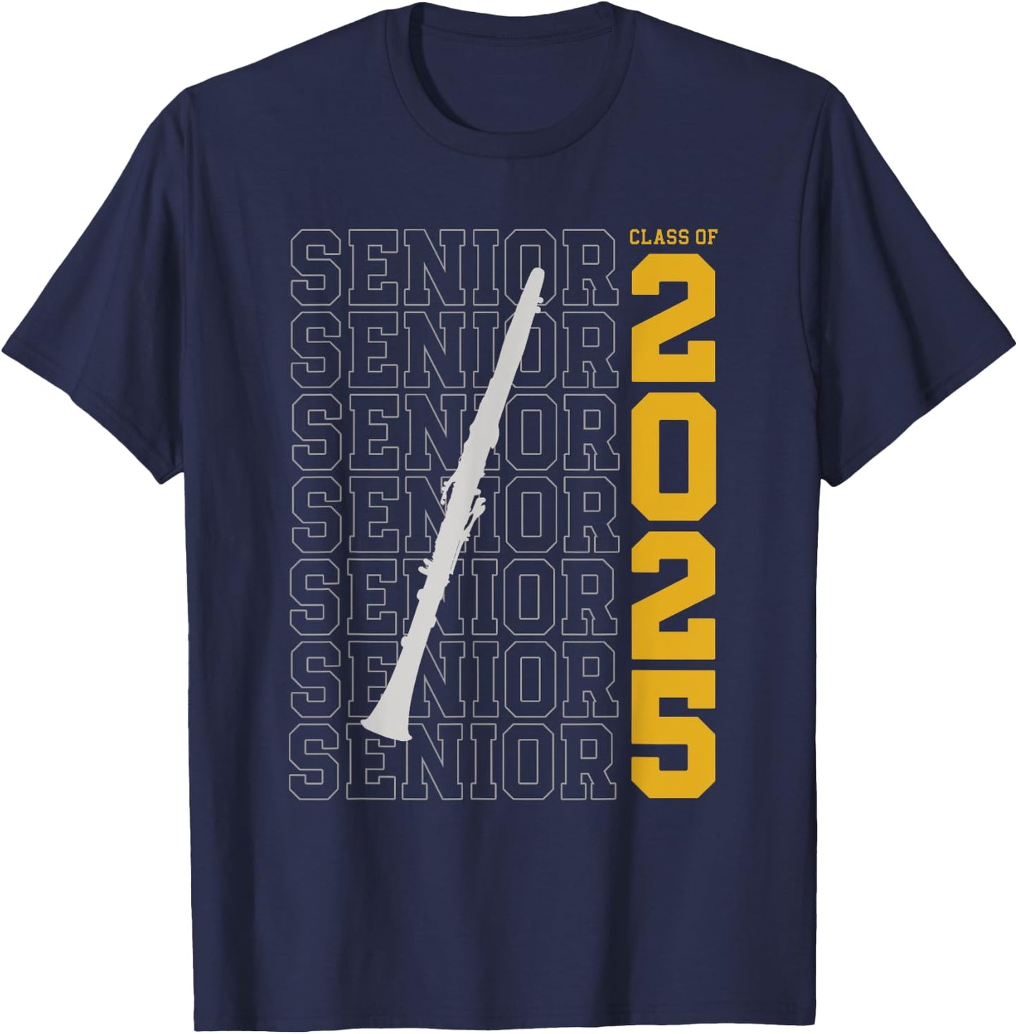 Class of 2025 Senior Clarinet for Clarinetist T-Shirt - T-Shirt | Navy