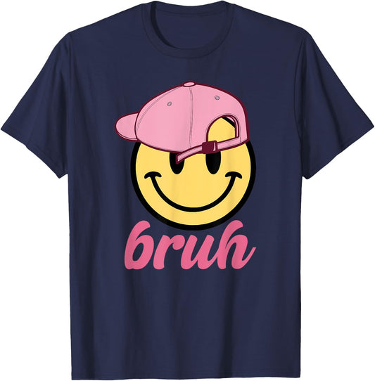 Cute Bruh For Girls Women Kids Youth 70s Funny Saying Quote T-Shirt - T-Shirt | Navy