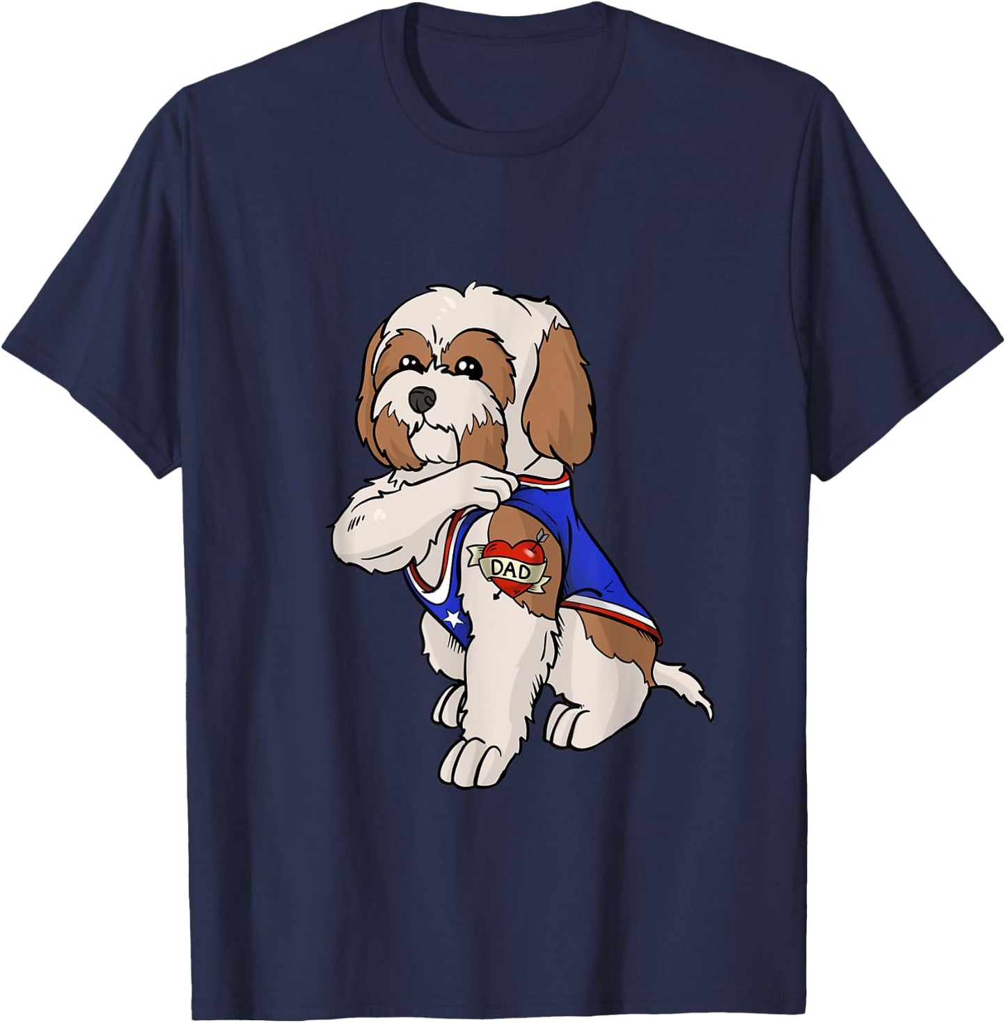 Shih Tzu Dog Love Dad Puppy Owner Men Women Kids T-Shirt - T-Shirt | Navy