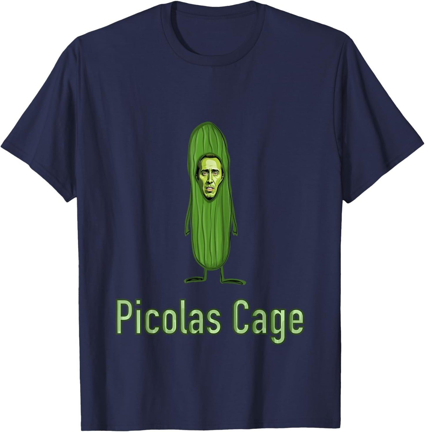 Picolas Cage Funny Celebs Meme Cucumber Pickle T-Shirt - T-Shirt | Navy