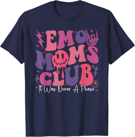 It Was Never A Phase Emo Moms Club Mother's Day Skeleton T-Shirt - T-Shirt | Navy
