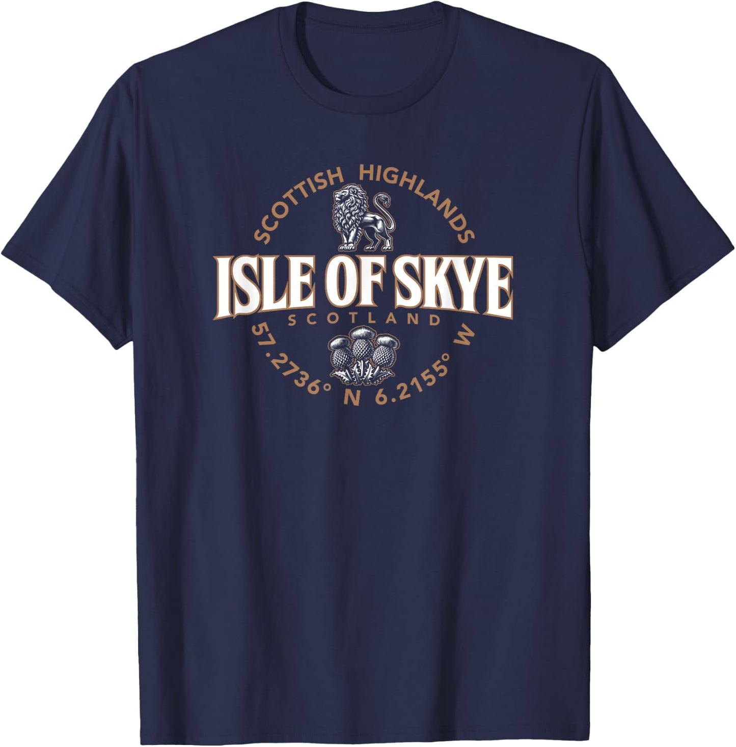 Isle of Skye Scotland Highlands Coordinates Label 2C T-Shirt - T-Shirt | Navy