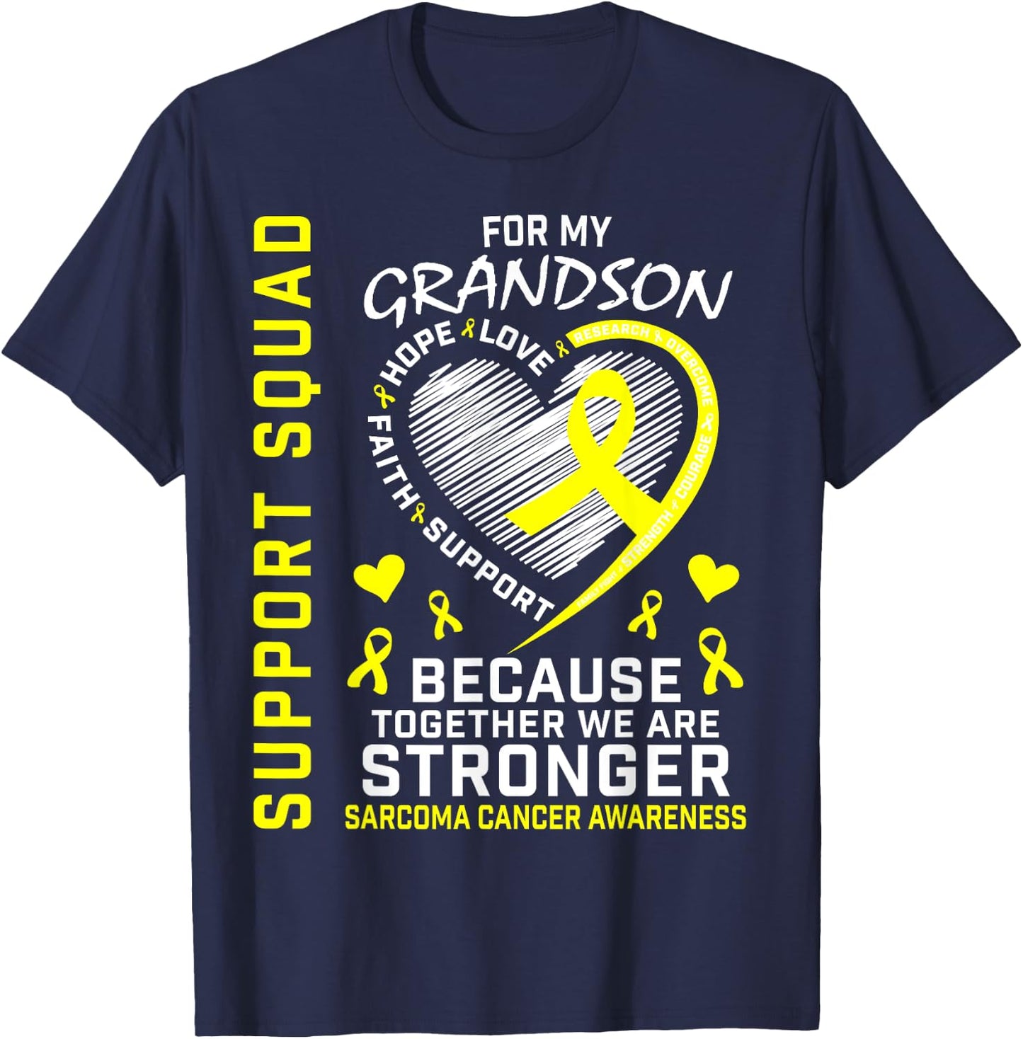 Grandson Sarcoma Cancer Awareness Supporter Products Family T-Shirt - T-Shirt | Navy