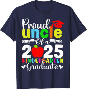 Proud Uncle of 2025 Kindergarten Graduate T-Shirt - T-Shirt | Navy