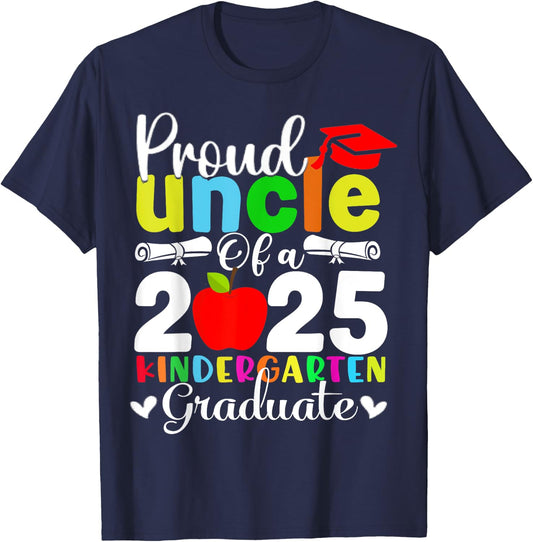 Proud Uncle of 2025 Kindergarten Graduate T-Shirt - T-Shirt | Navy