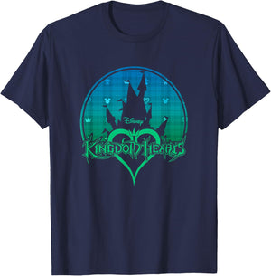 Disney Kingdom Hearts Iconic Kingdom Castle Big Chest Poster T-Shirt - T-Shirt | Navy