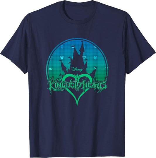 Disney Kingdom Hearts Iconic Kingdom Castle Big Chest Poster T-Shirt - T-Shirt | Navy