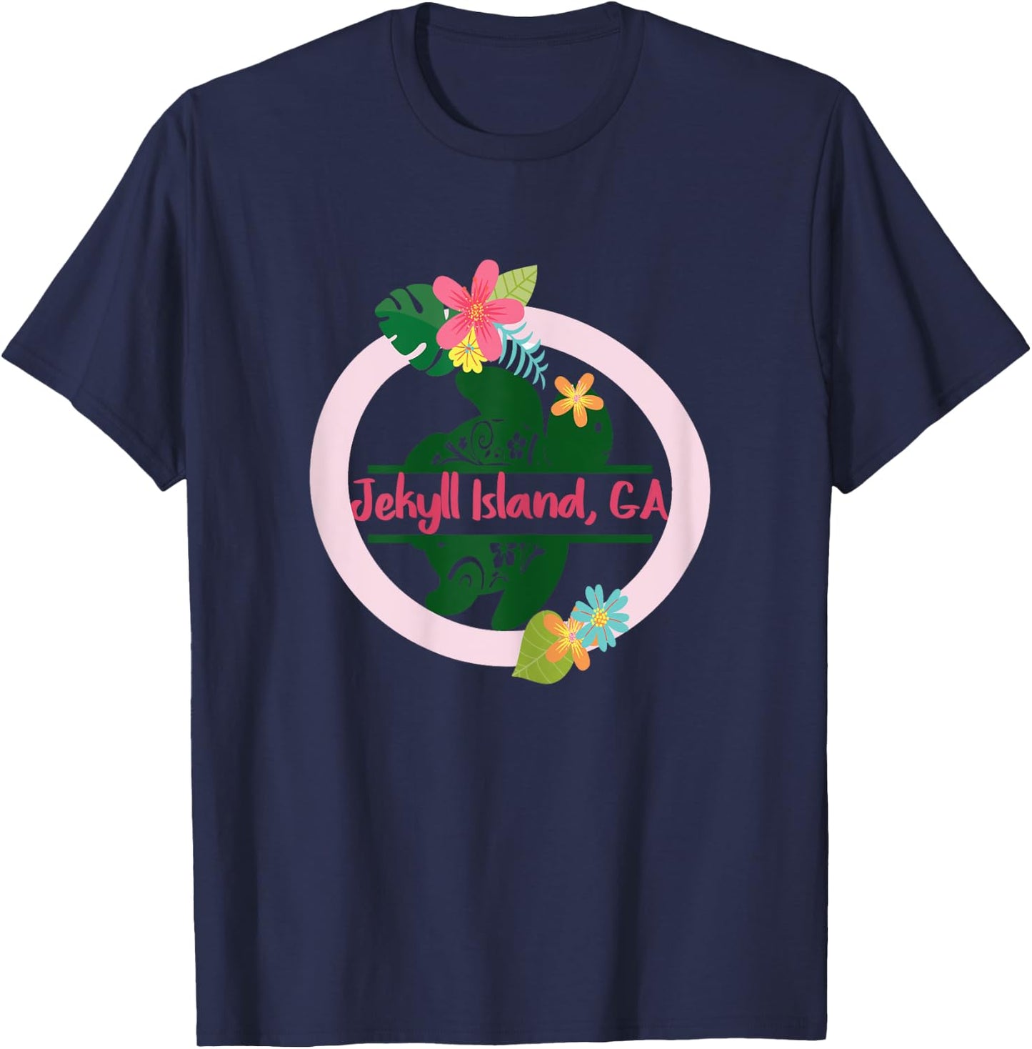 Girls Sea Turtle Jekyll Island Georgia Shirts Beach Vacation T-Shirt - T-Shirt | Navy