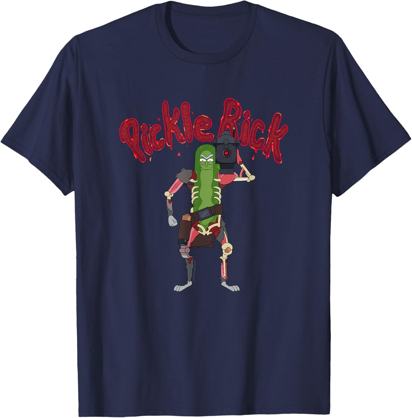 Rick and Morty Pickle Rick Laser Slice Type T-Shirt - T-Shirt | Navy