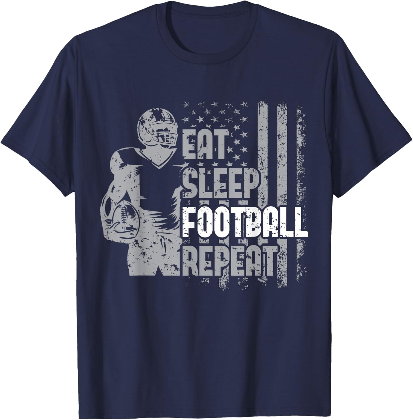 Eat Sleep Football Repeat Youth Shirt Kids Boys Girls Adult T-Shirt - T-Shirt | Navy