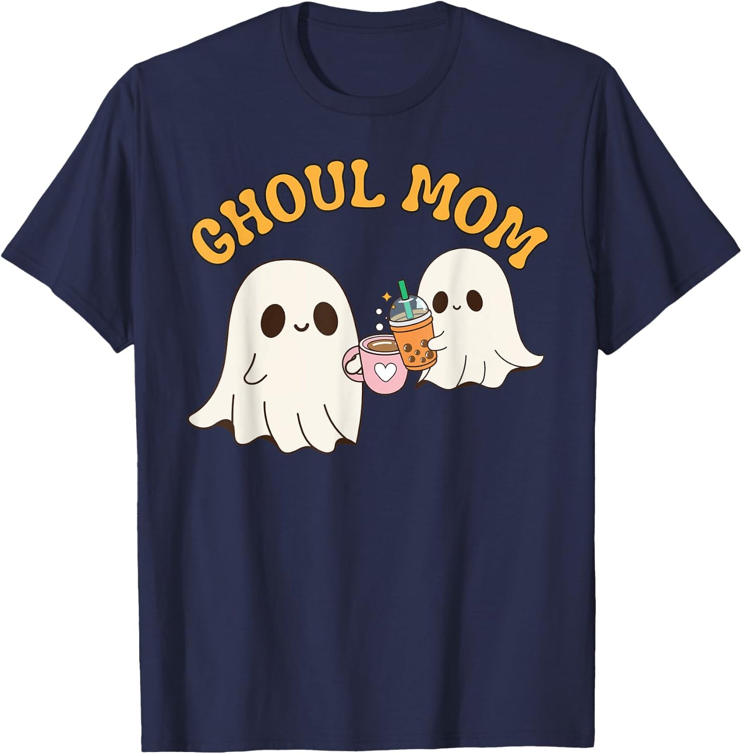 Ghoul Mom Cute Halloween Mother Ghost Mommy Trick Treating T-Shirt - T-Shirt | Navy