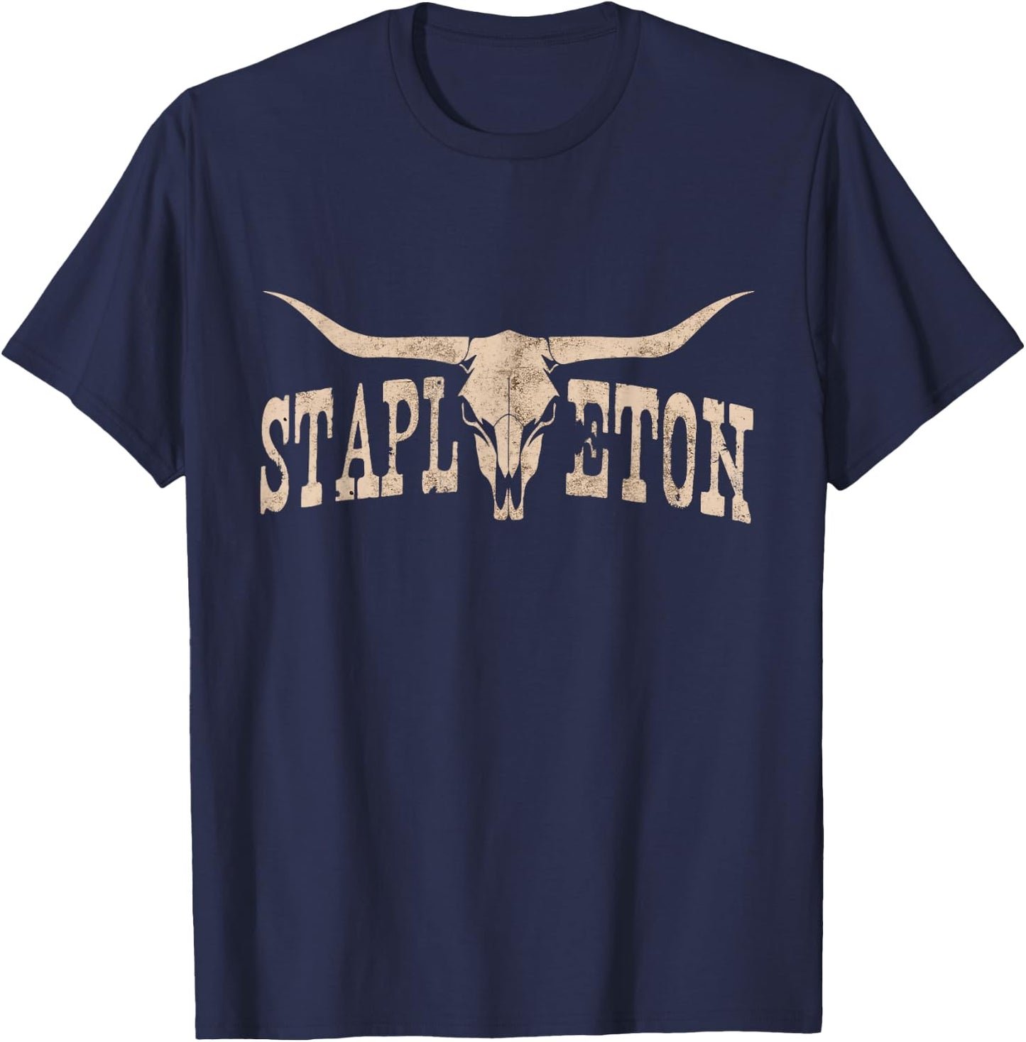 Lonazy Shop -Adults Kids Black Stapleton Personalized Retro Western Graphic T-Shirt - T-Shirt | Navy