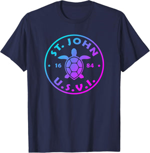 St John USVI Sea Turtle Boys Girls Toddler Colorful Souvenir T-Shirt - T-Shirt | Navy