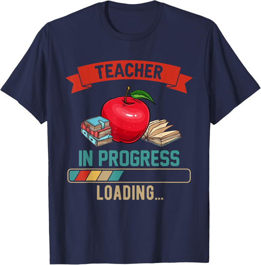 Vintage Teacher In Progress Loading Proud Future Job T-Shirt - T-Shirt | Navy