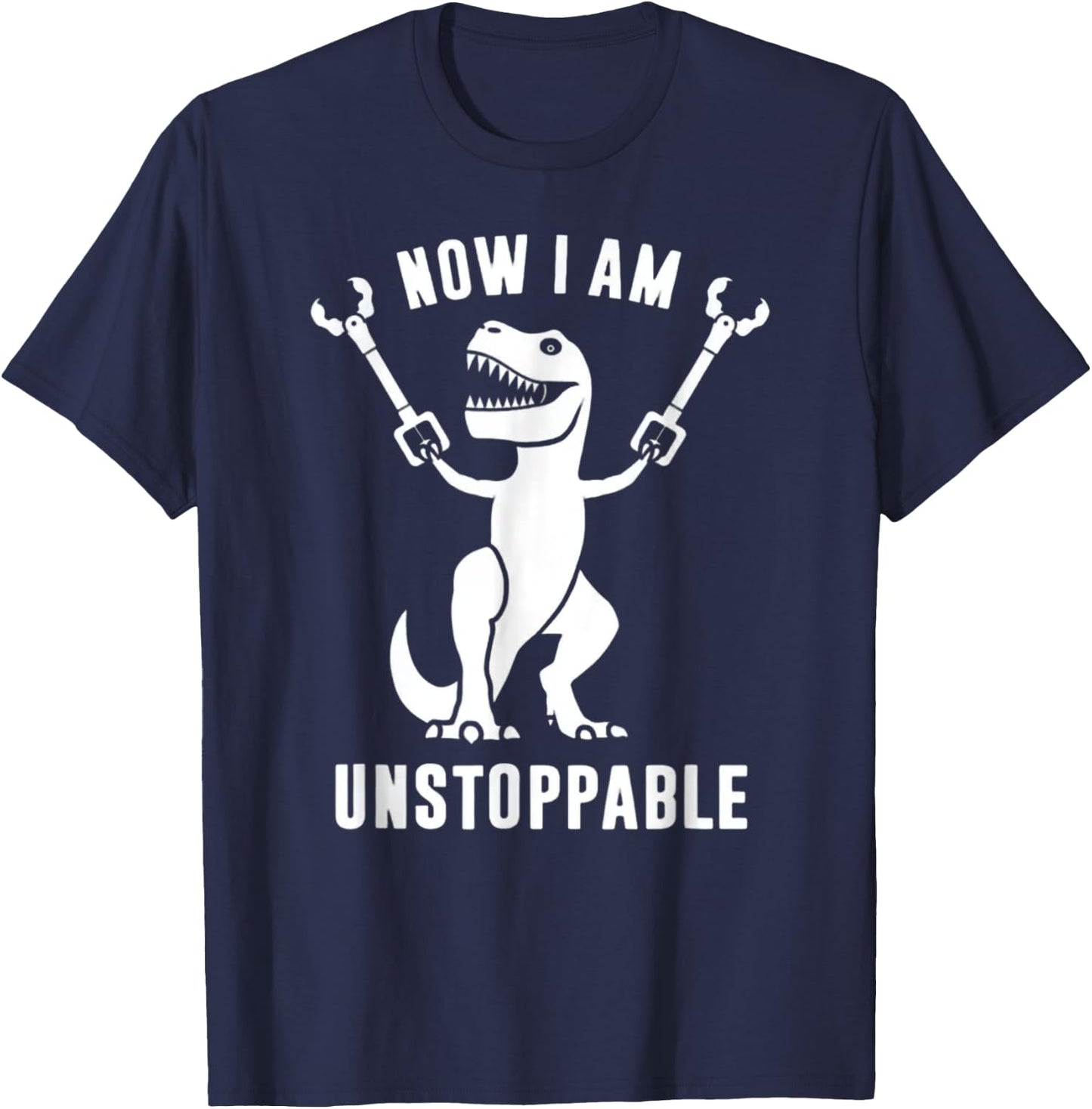 Unstoppable T-Rex with Grabber Sticks - Dinosaur Humor T-Shirt - T-Shirt | Navy