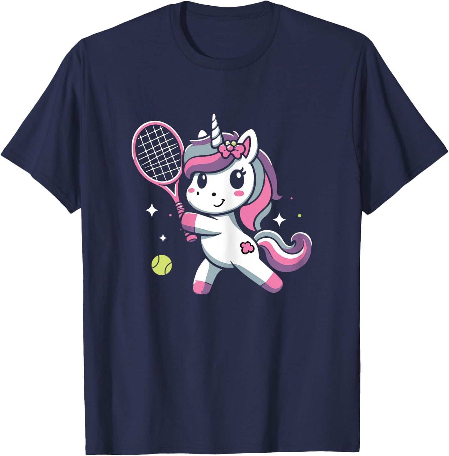 Unicorn Playing Tennis Funny Unicorn Lover T-Shirt - T-Shirt | Navy