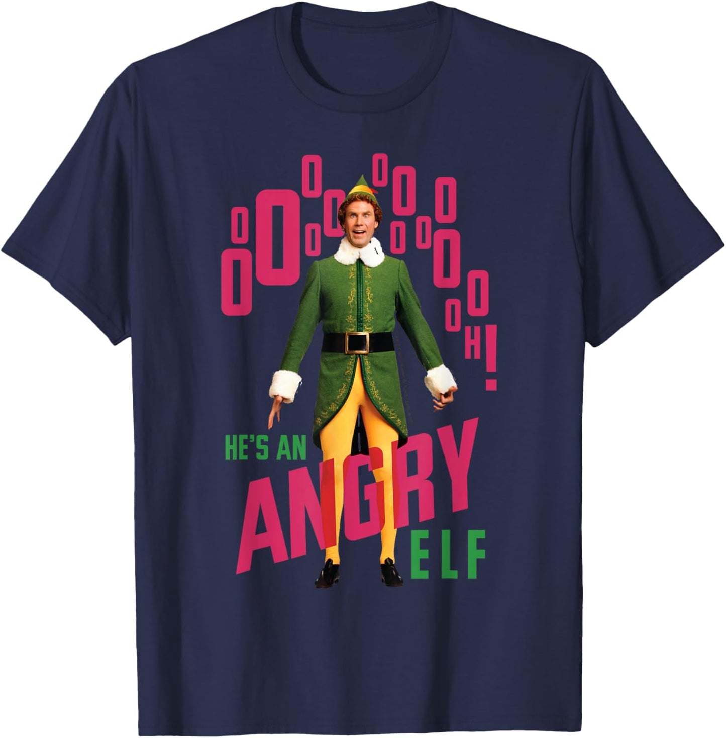 Elf Buddy He's An Angry Elf Quote Christmas T-Shirt - T-Shirt | Navy