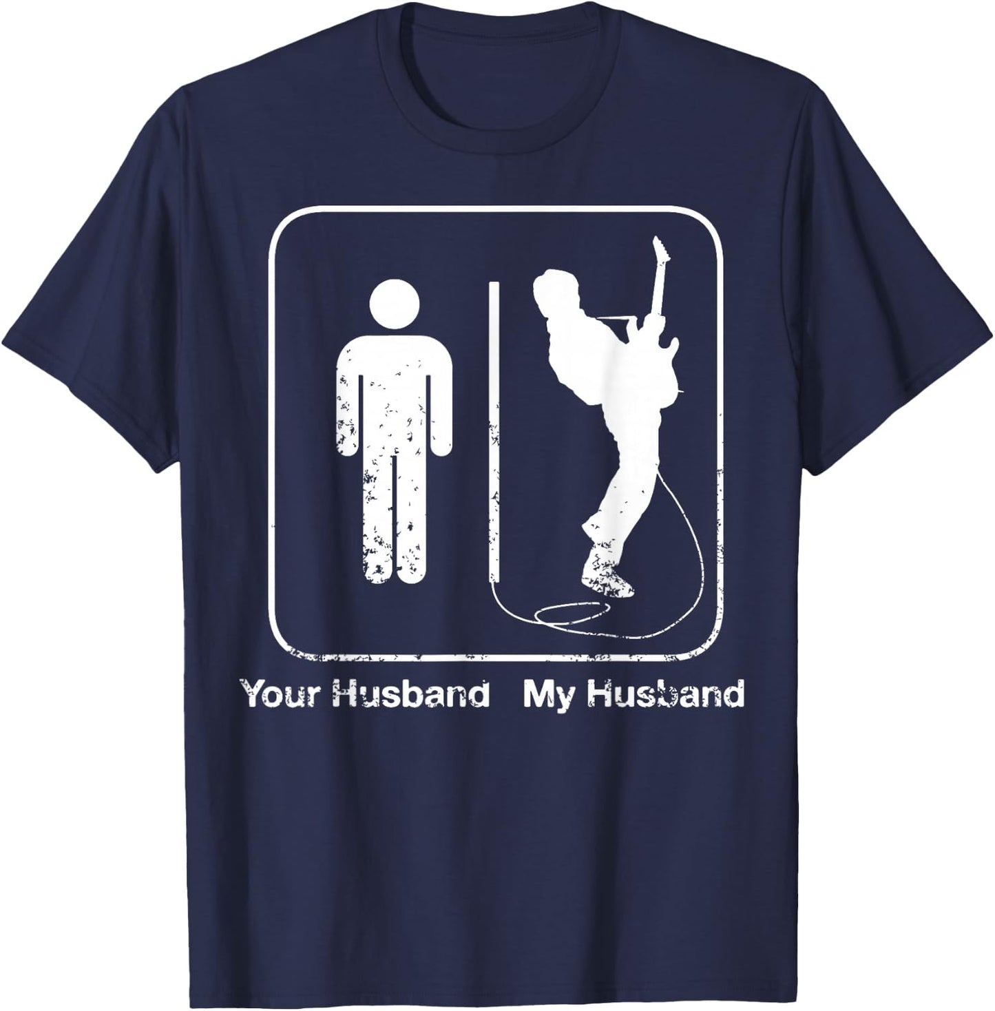 Vintage Your Husband My Husband Rockstar Guitar Pri T-Shirt - T-Shirt | Navy