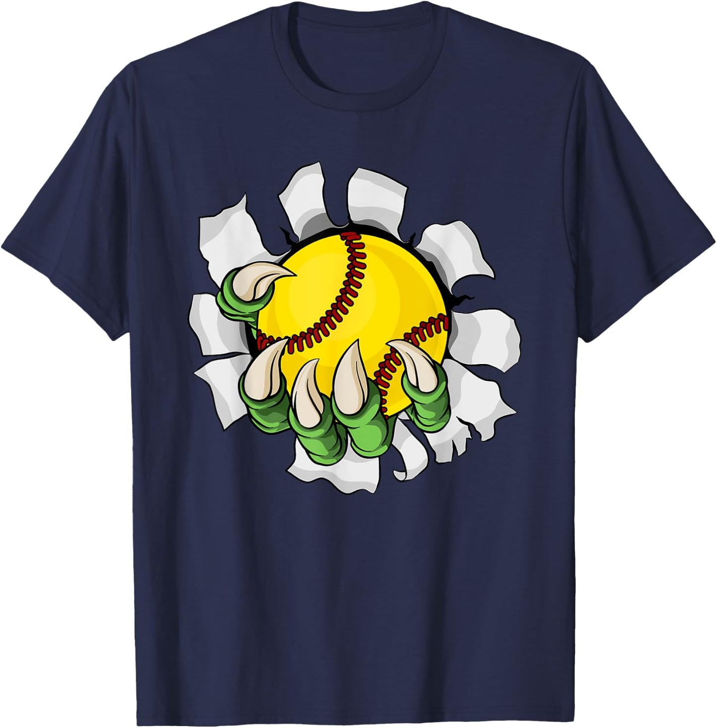 Claw Softball Baseball Ball Dragon Monster Hand T-Shirt - T-Shirt | Navy