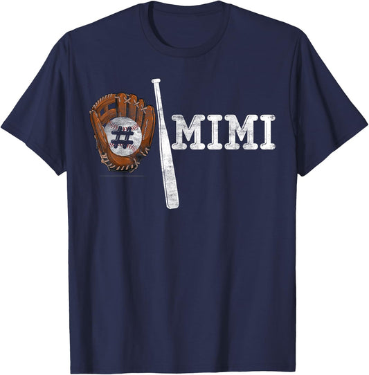 Number One Baseball Mimi for Mothers day Funny Baseball Mimi T-Shirt - T-Shirt | Navy