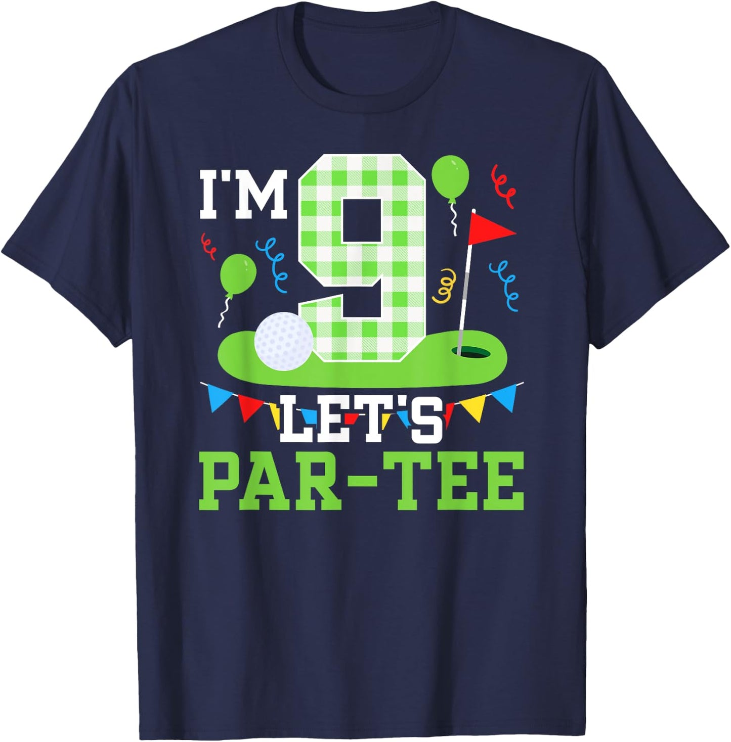 9th Birthday Party Golf Boy Nine Year Old Golfer T-Shirt - T-Shirt | Navy