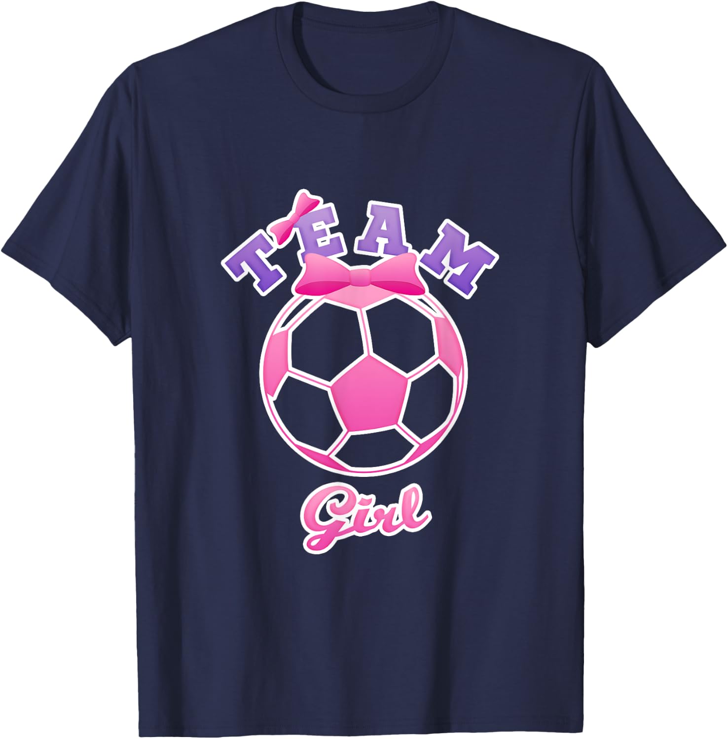 Gender Reveal Party | Team Girl, Pink Soccer Ball T Shirt T-Shirt - T-Shirt | Navy