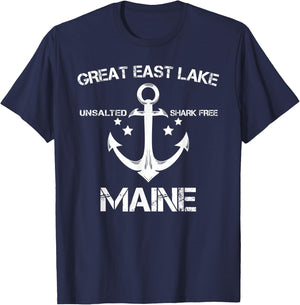 GREAT EAST LAKE MAINE Funny Fishing Camping Summer Gift Women Kids T-Shirt - T-Shirt | Navy