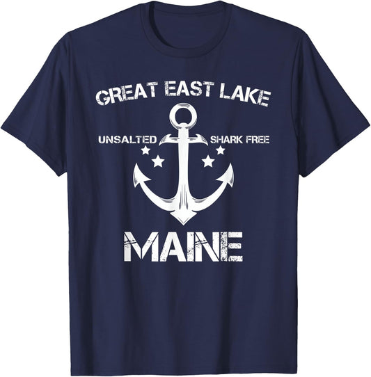 GREAT EAST LAKE MAINE Funny Fishing Camping Summer Gift Women Kids T-Shirt - T-Shirt | Navy