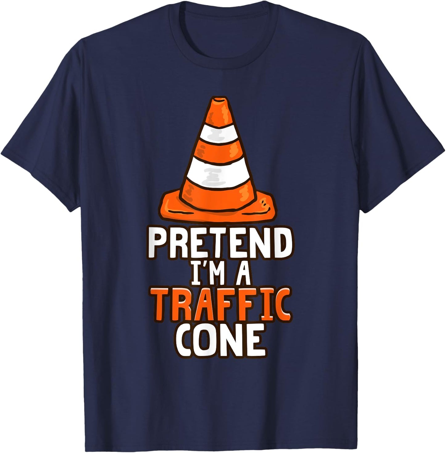 Retro I'm a Traffic Cone Lazy Halloween Costume Kids Adults T-Shirt - T-Shirt | Navy