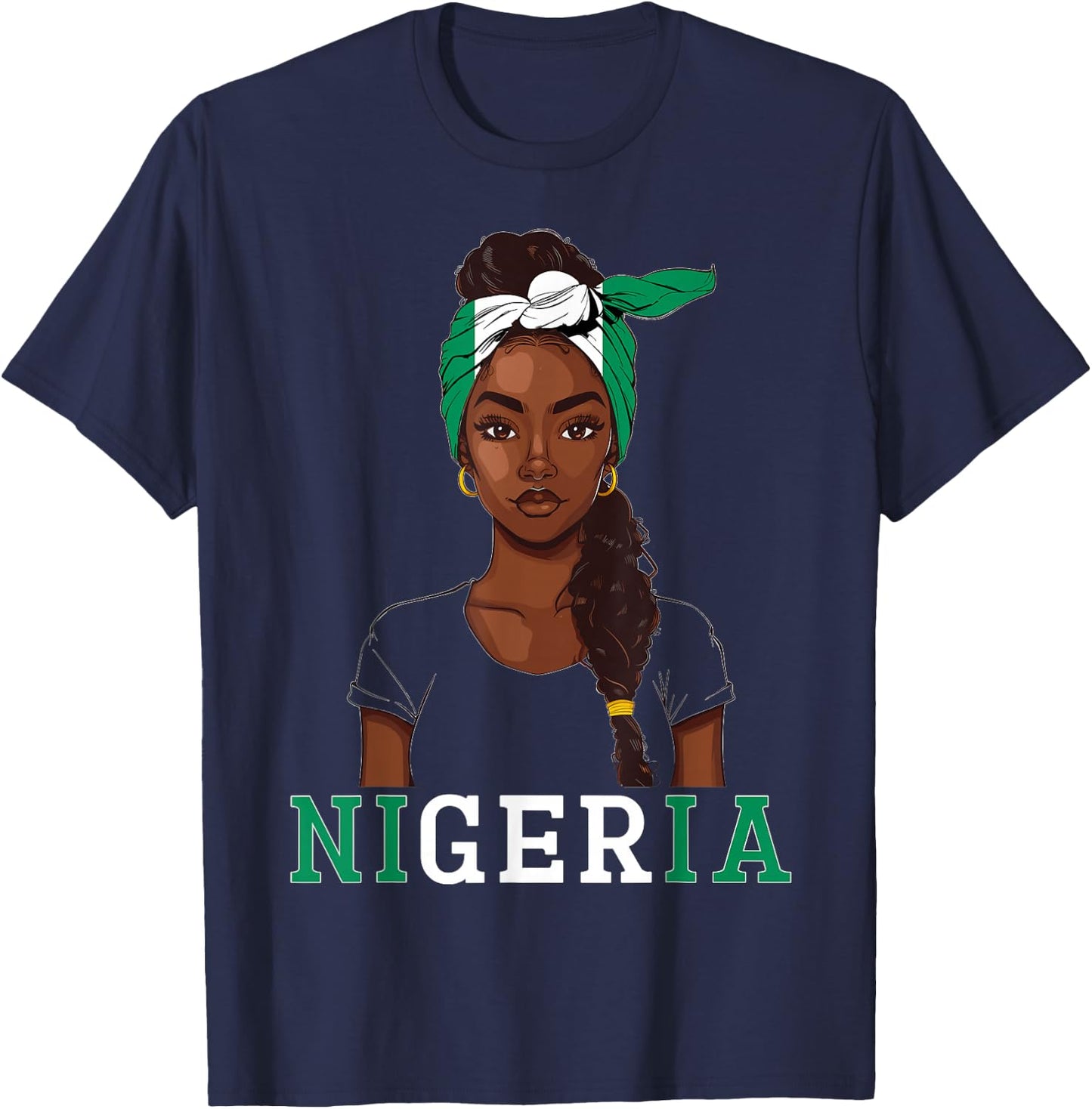 Nigeria Flag Products Souvenirs Girl Uniform Nigerian T-Shirt - T-Shirt | Navy