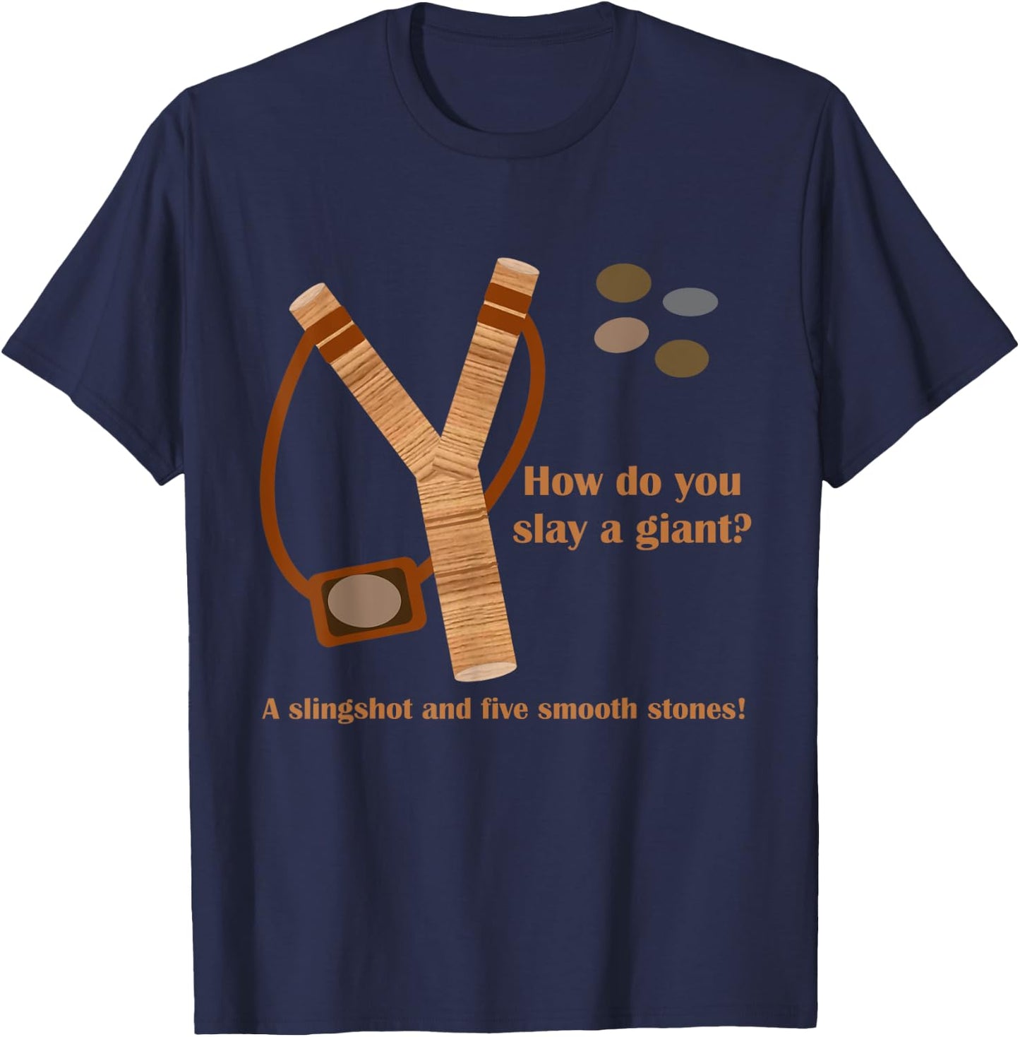 Slingshot Five Stones David Goliath Ukraine Russia War Army T-Shirt - T-Shirt | Navy