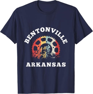 Vintage Bentonville Arkansas Mountain Biking Chain Rings T-Shirt - T-Shirt | Navy