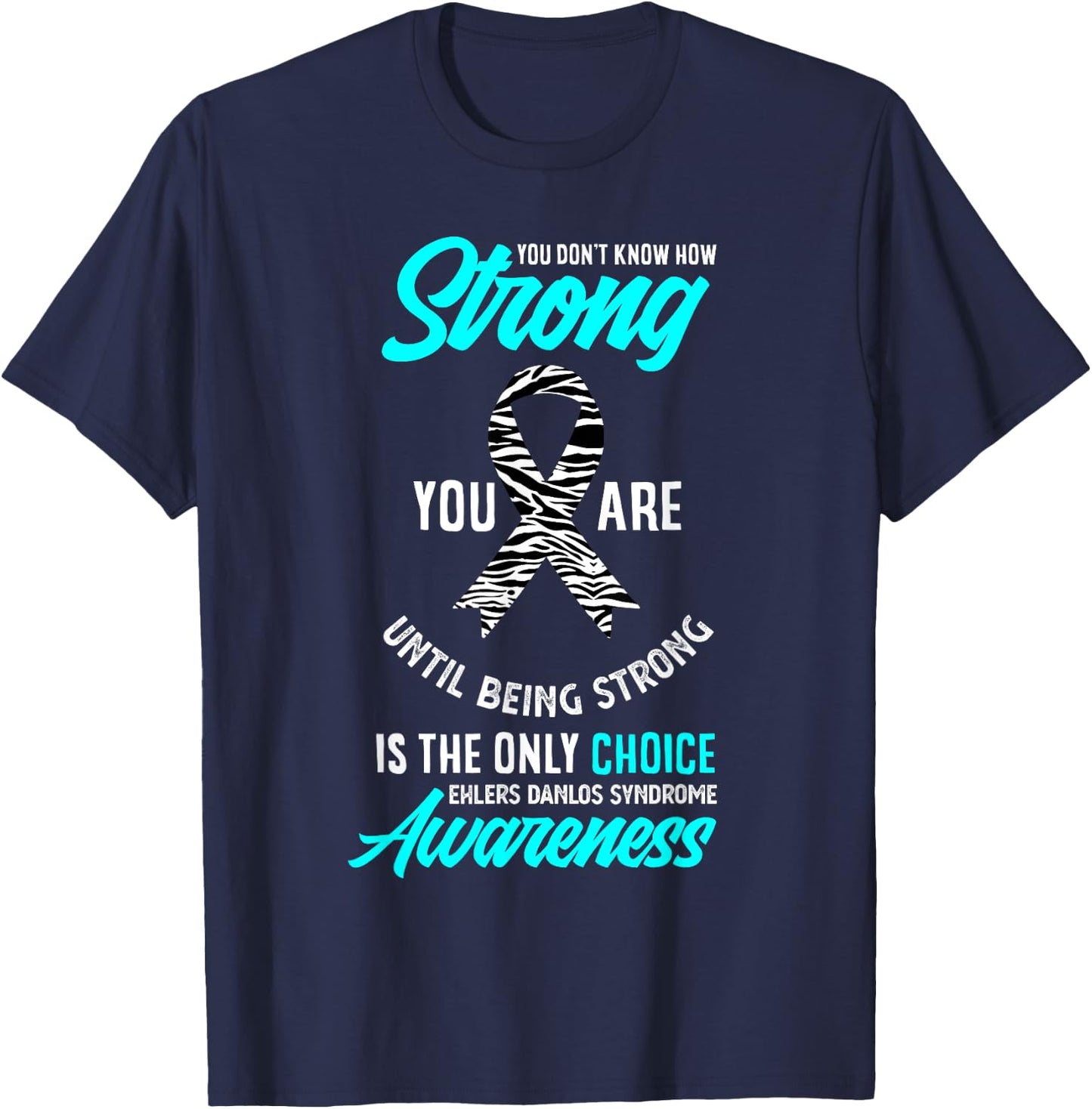 Ehlers Danlos Syndrome Awareness Apparel & Gifts EDS Warrior -Adults Kids Black Short Sleeve Small T-Shirt - T-Shirt | Navy