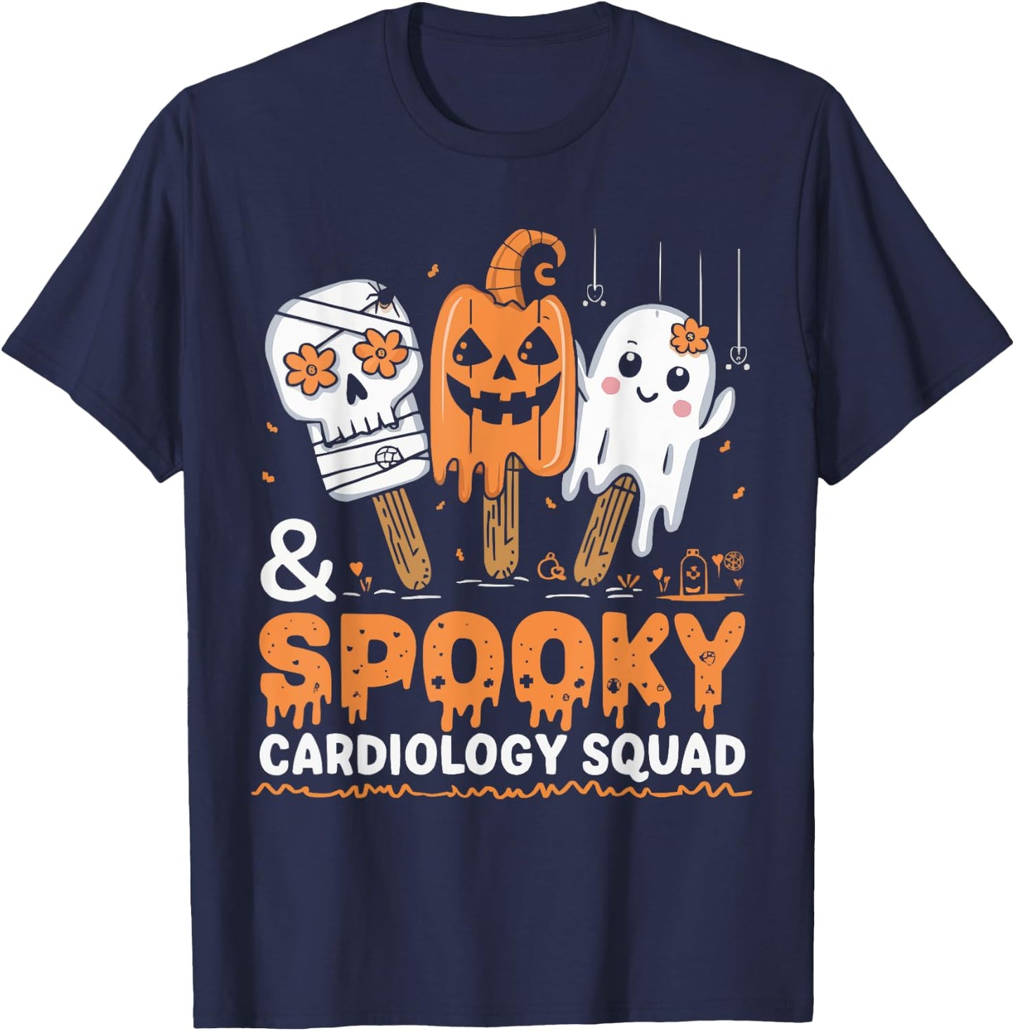 Cardiology Nurse Halloween Spooky Nursing Trick Or Treat T-Shirt - T-Shirt | Navy