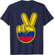 Colombia Flag Peace Sign Funny Colombian Retro Boys Toddler T-Shirt - T-Shirt | Navy