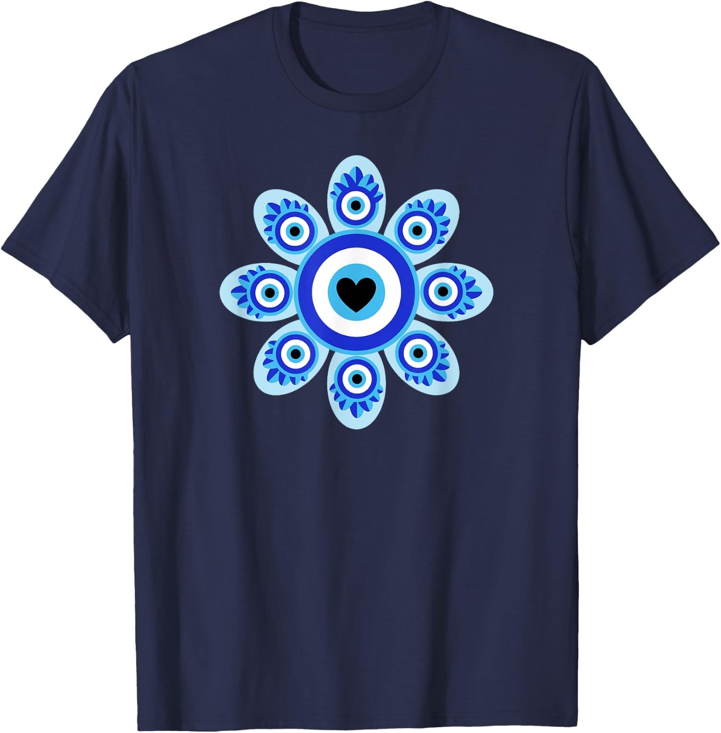 Evil Eye Floral Esoteric Mystical Aesthetic T-Shirt - T-Shirt | Navy