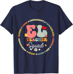 Groovy EL Teacher Squad Appreciation Week back to school Women Kids T-Shirt - T-Shirt | Navy