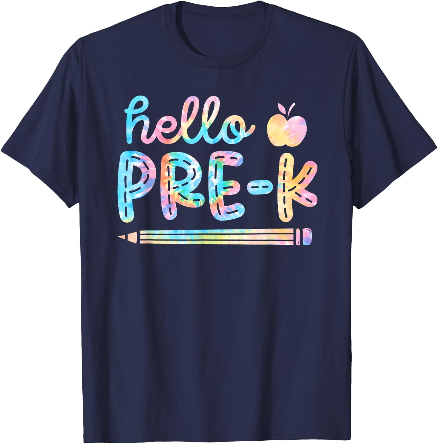 Hello Pre-K Team Tie Dye Back to School Teacher Student PreK T-Shirt - T-Shirt | Navy