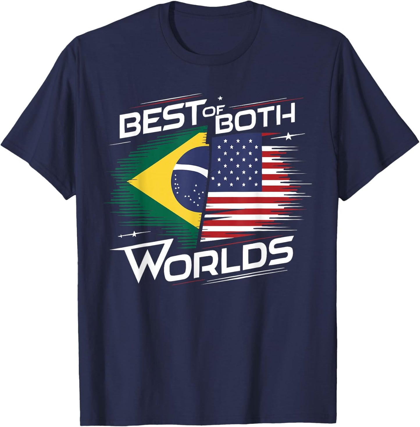 Half Brazilian Half American USA Flag Brazil America T-Shirt - T-Shirt | Navy