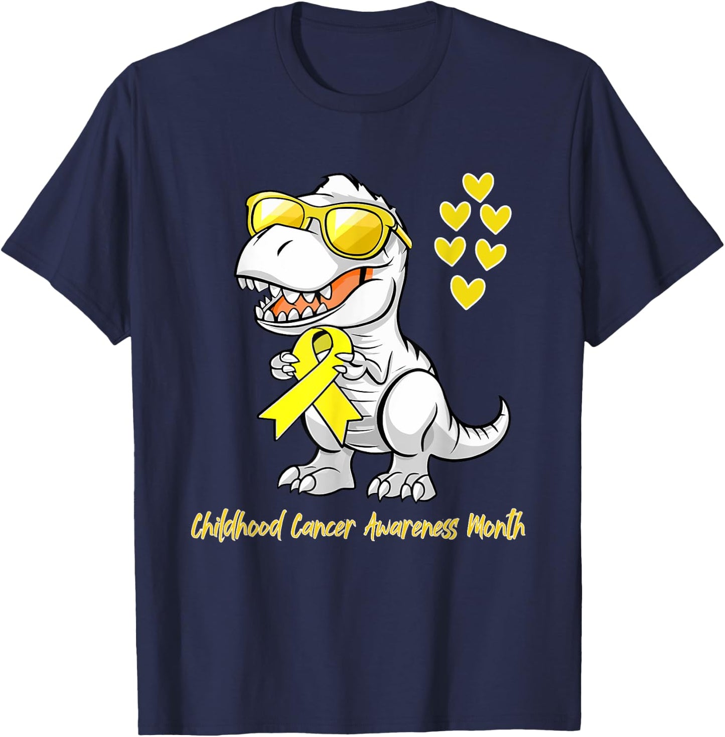 T-rex Dinosaur Childhood Cancer Awareness Dino kids Toddlers T-Shirt - T-Shirt | Navy