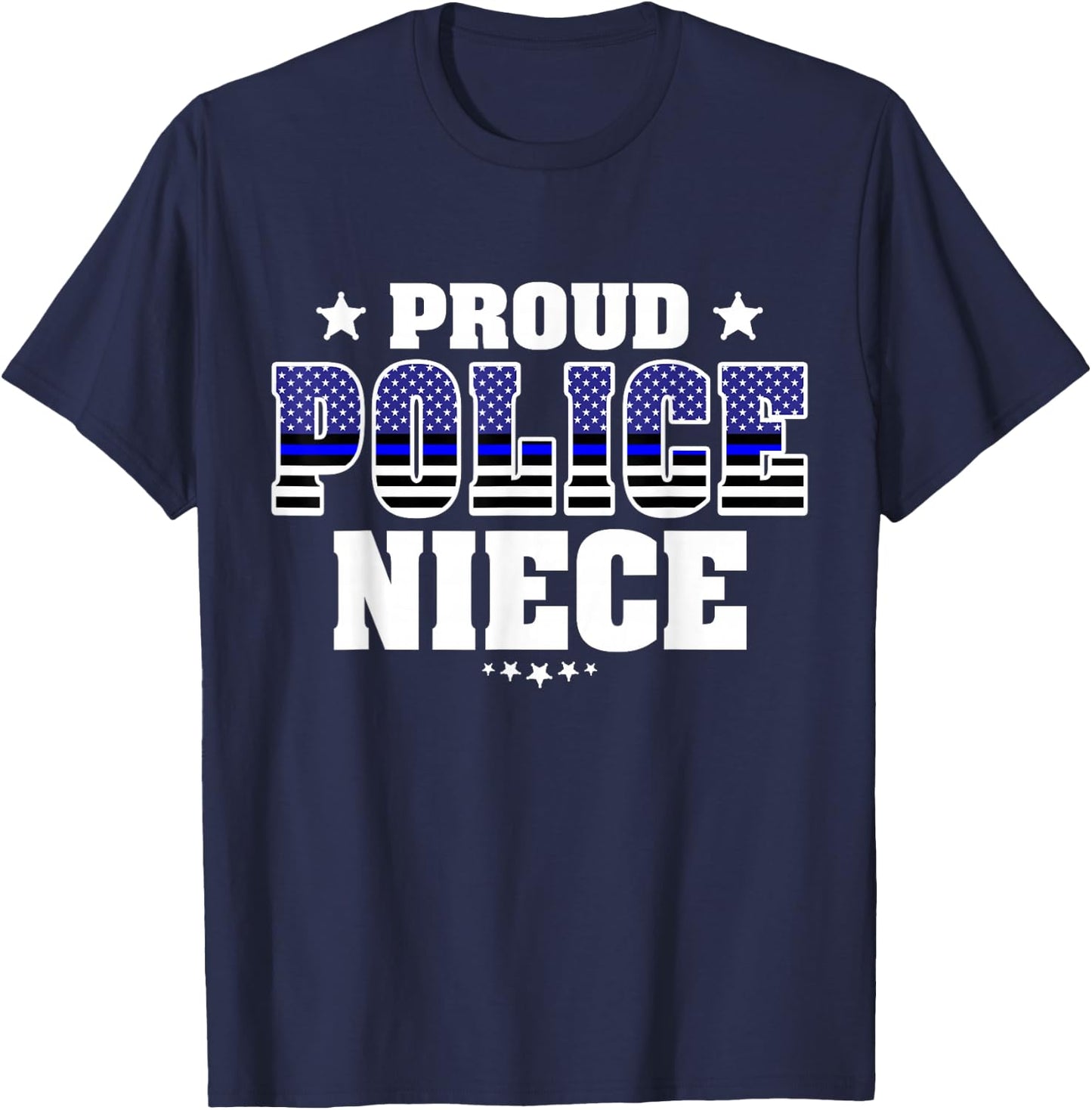 Proud Police Niece Thin Blue Line US Police Officer's Family T-Shirt - T-Shirt | Navy
