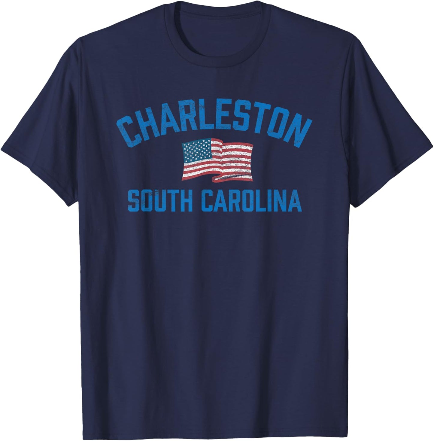 Charleston South Carolina USA Flag Vintage Athletic T-Shirt - T-Shirt | Navy