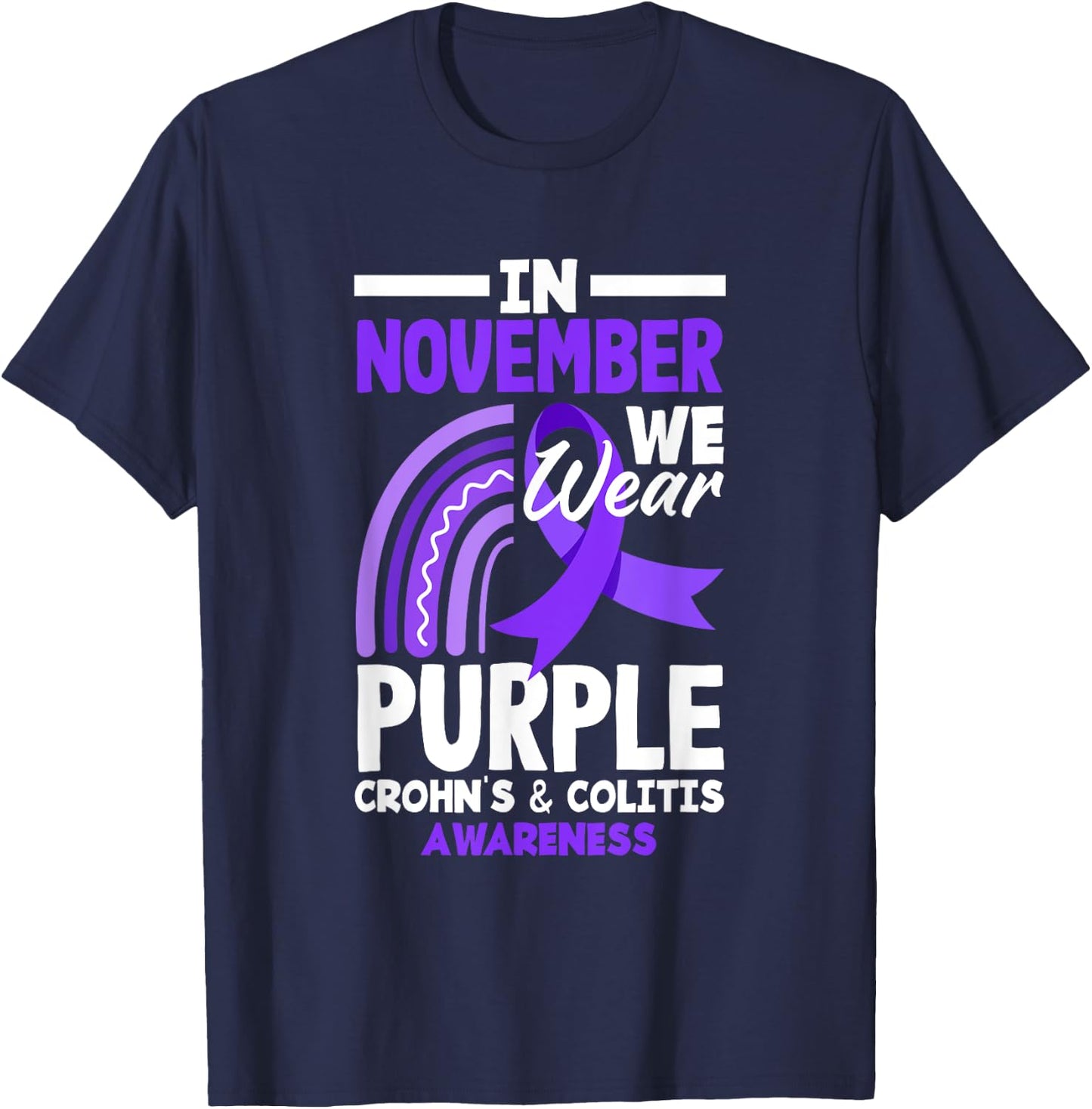 I November We Wear Purple Crohn's & Colitis Awareness T-Shirt - T-Shirt | Navy