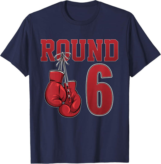 Kids 6th Birthday Boxing Boy 6 Years Old Boxer Bday Party T-Shirt - T-Shirt | Navy