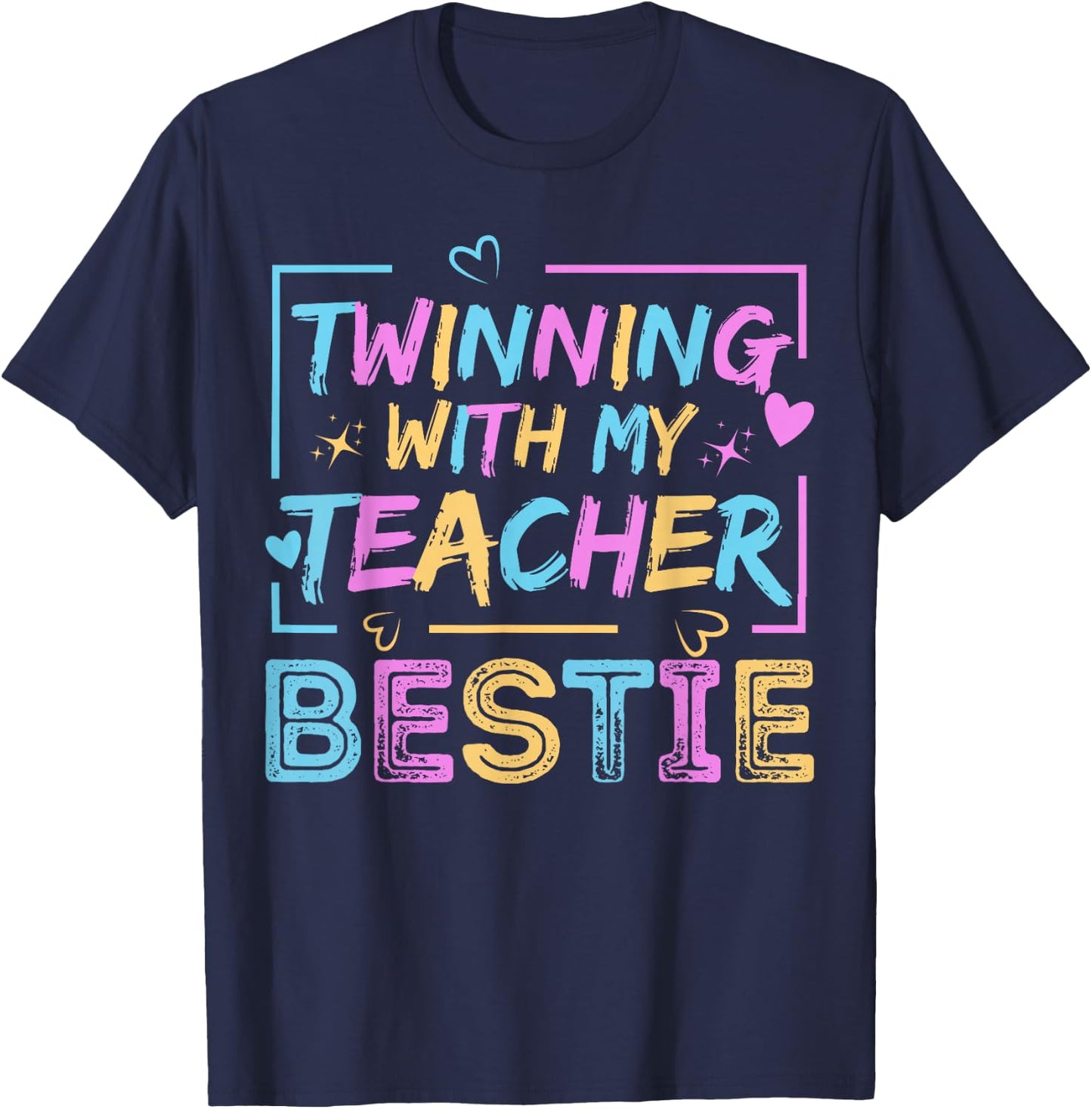 Twin Day Friends Teacher Twinning with My Bestie Matching T-Shirt - T-Shirt | Navy