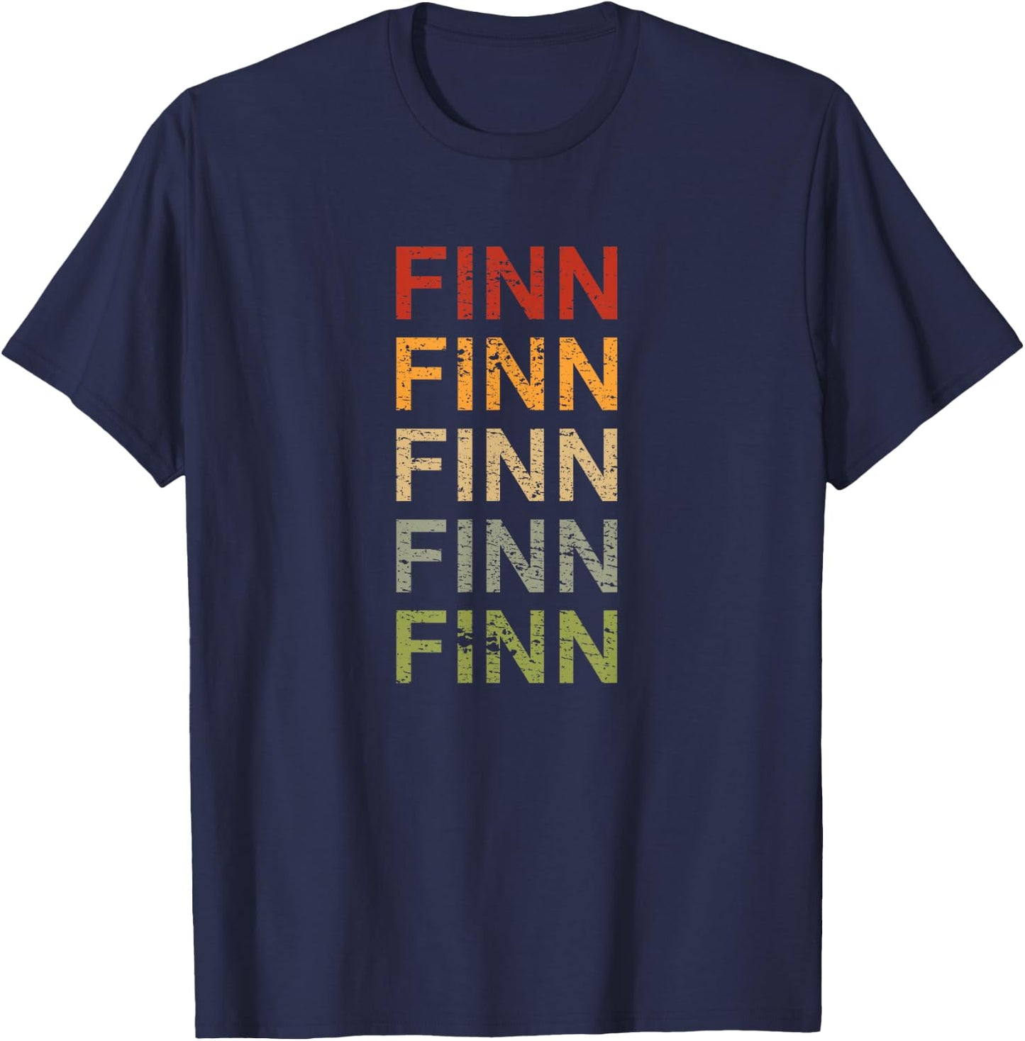 CQ First Name Finn Design Retro Finn Personalized Finn T-Shirt - T-Shirt | Navy